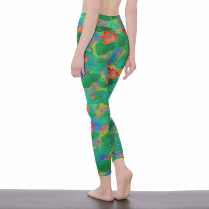 Lotus Leaf Water Drop Power Grace Focus Flow Yoga High Waist Leggings | 5To9Style