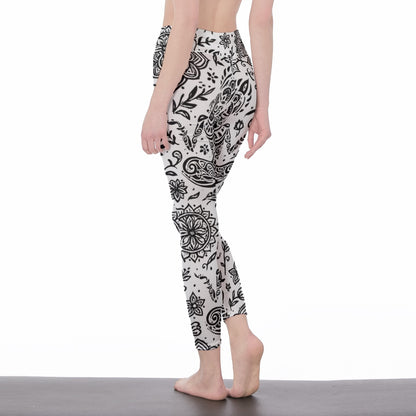 Tribal Line Art Harmony Energy Flow Yoga High Waist Leggings | 5To9Style