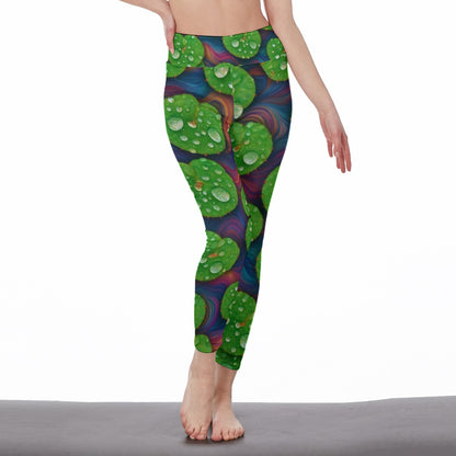 Lotus Leaf Water Drop Energy Freedom Soul Shine Yoga High Waist Leggings | 5To9Style