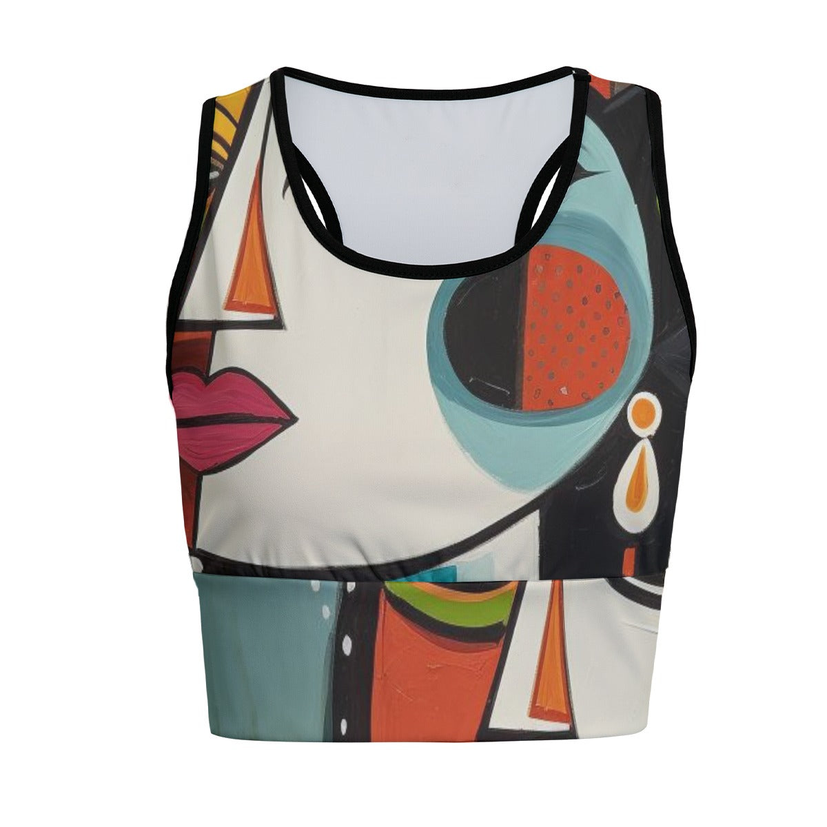 Art Woman Face Modern Impression Yoga Women's Sports Bra