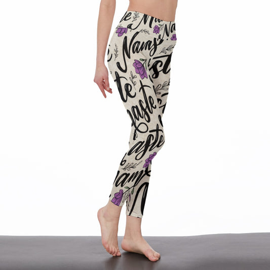 Namaste Typography Harmony Spirit Flow Yoga High Waist Leggings | 5To9Style