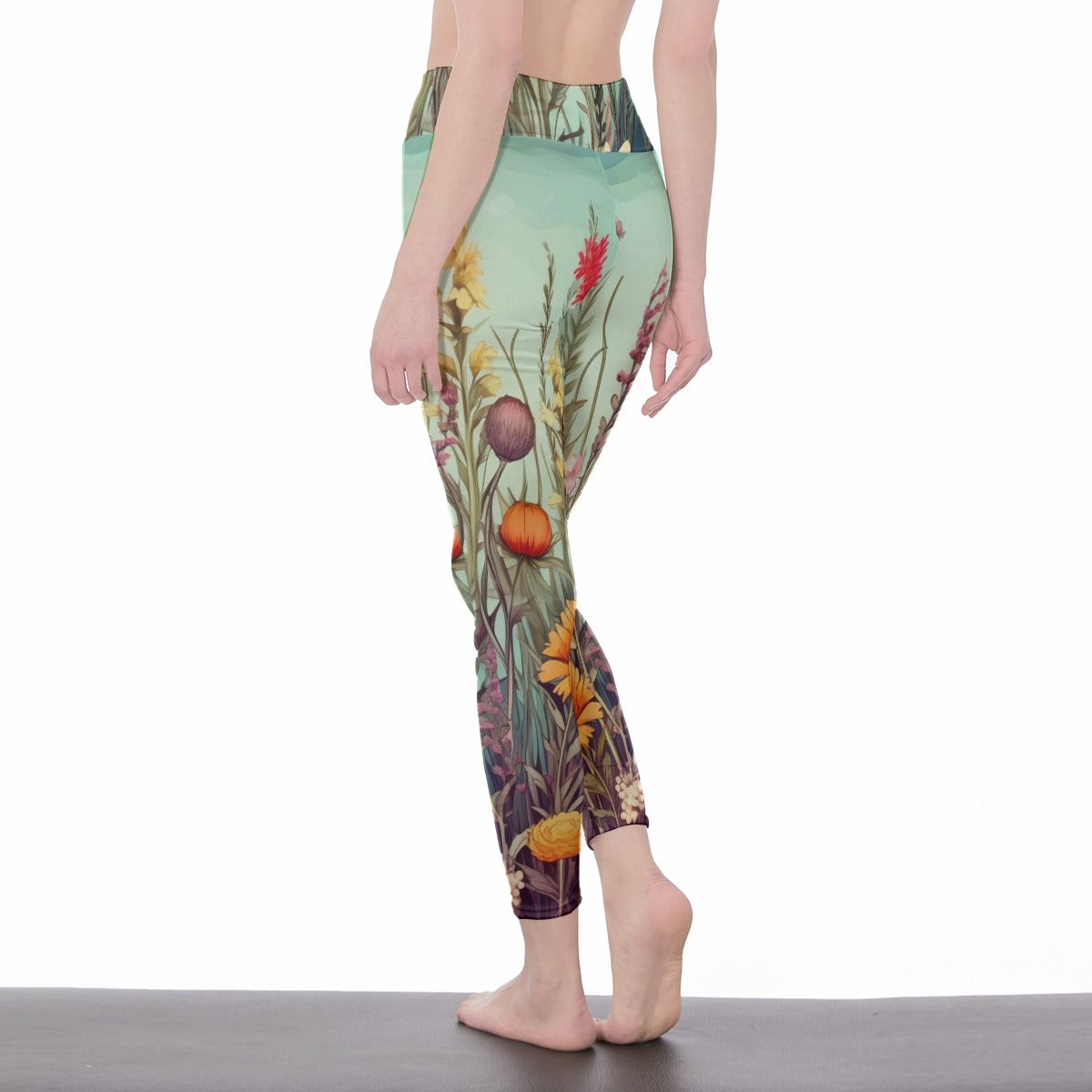 Yoga Pants Flower Tropical Meadow Bliss Yoga High Waist Leggings | 5To9Style