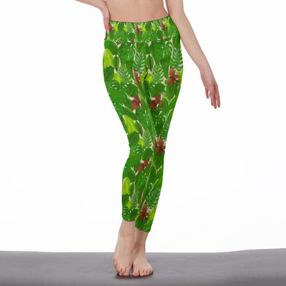 Tropical Leaf Pattern Infinite Spirit Vision Yoga High Waist Leggings | 5To9Style