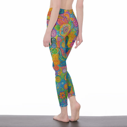 Mandala Pose Sacred Light Aura Yoga High Waist Leggings | 5To9Style