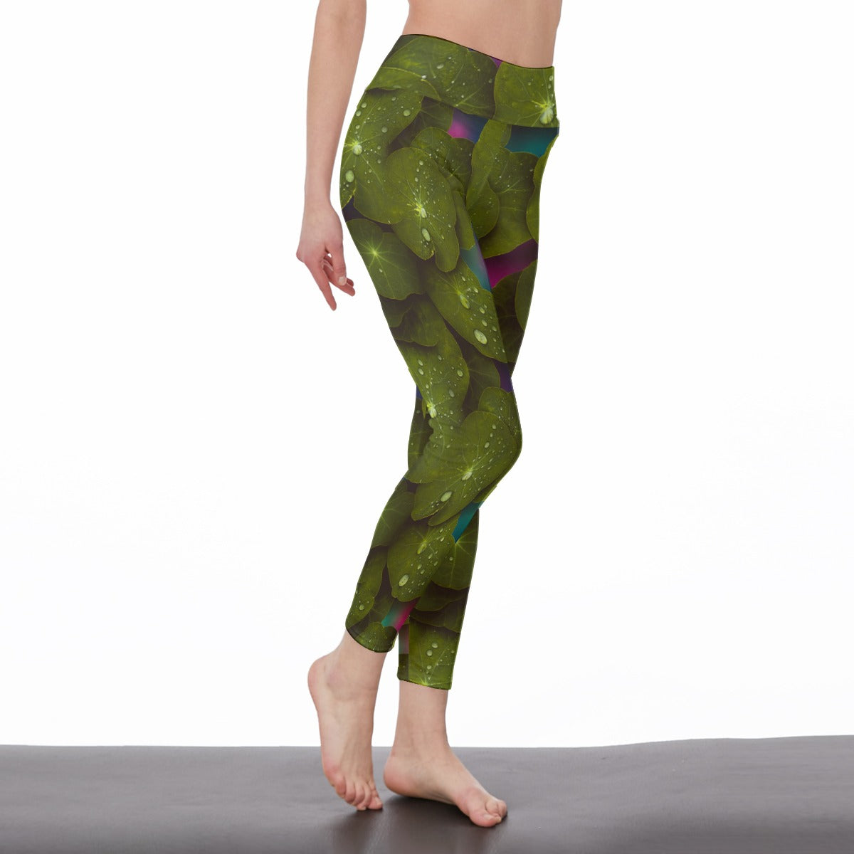 Lotus Leaf Water Drop Calm Strength Spirit Light Yoga High Waist Leggings | 5To9Style