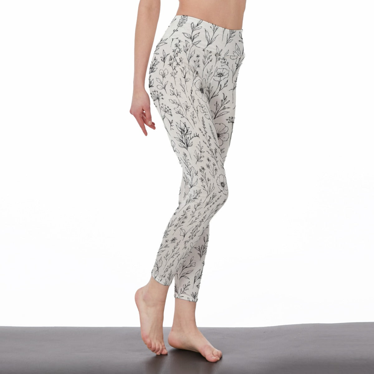 Floral Minimal Line Art Calm Strength Soul Shine Yoga High Waist Leggings | 5To9Style