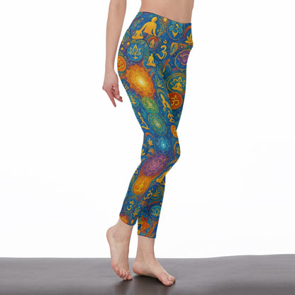 Rainbow Chakra Gradient Serenity Strength Aura Yoga High Waist Leggings | 5To9Style