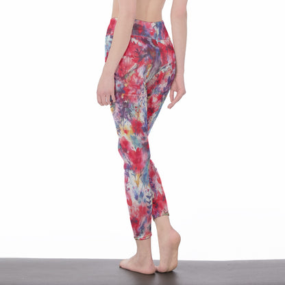 Abstract Watercolor Splashes Infinite Spirit Flow Yoga High Waist Leggings | 5To9Style