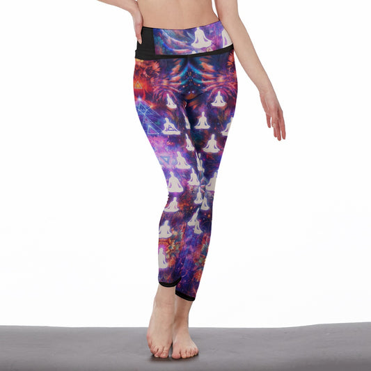 Psychedelic Fractals Cosmic Energy Flow Yoga High Waist Leggings | 5To9Style