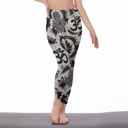 Ink Brush Strokes Zen Harmony Flow Balance Yoga High Waist Leggings | 5To9Style