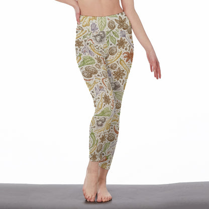 Ayurveda Herbs Calm Strength Spirit Light Yoga High Waist Leggings | 5To9Style