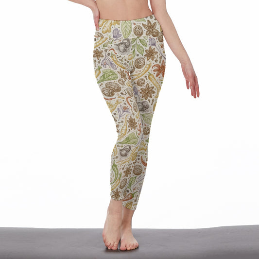 Ayurveda Herbs Calm Strength Spirit Light Yoga High Waist Leggings | 5To9Style