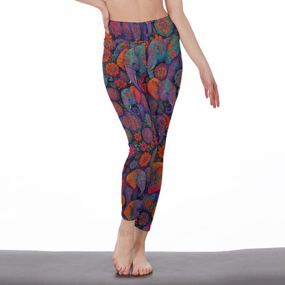 Elephant Boho Power Focus Calm Flow Yoga High Waist Leggings | 5To9Style