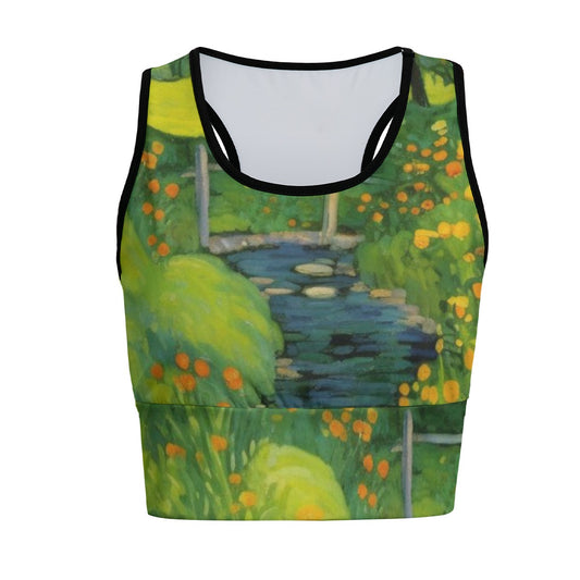 Flower Golden Meadow Streamside Flower Bliss Yoga Women's Sports Bra