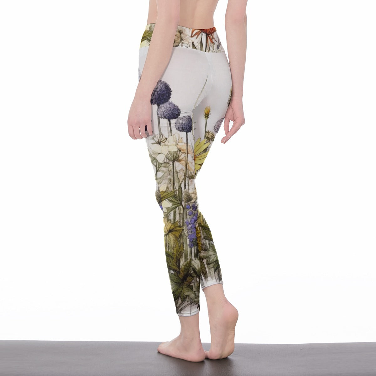 Yoga Pants Flower Flourishing Purple  Leaf Meadow Yoga High Waist Leggings | 5To9Style