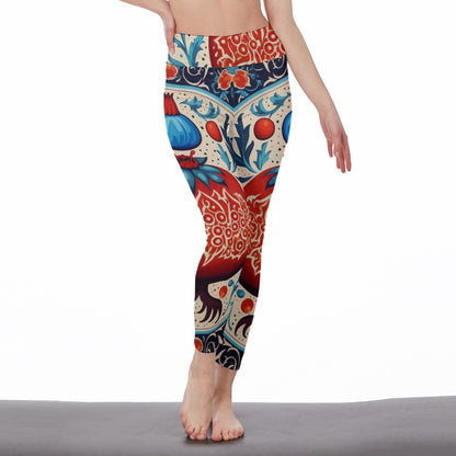 Yoga Pants Spiritual Mandala Symbols All-Over Print Women's High Waist Leggings | 5To9Style | Side Stitch Closure | 5To9Style