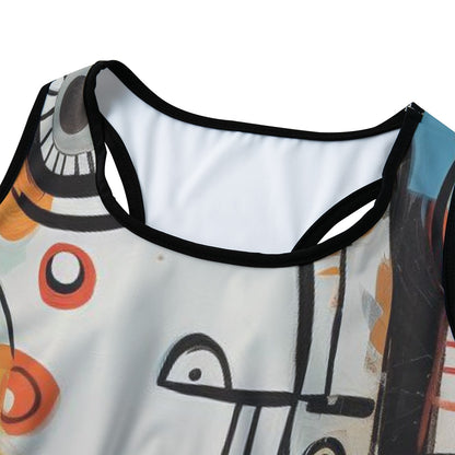 Art Contemporary Abstract Face Art Style Yoga Women's Sports Bra