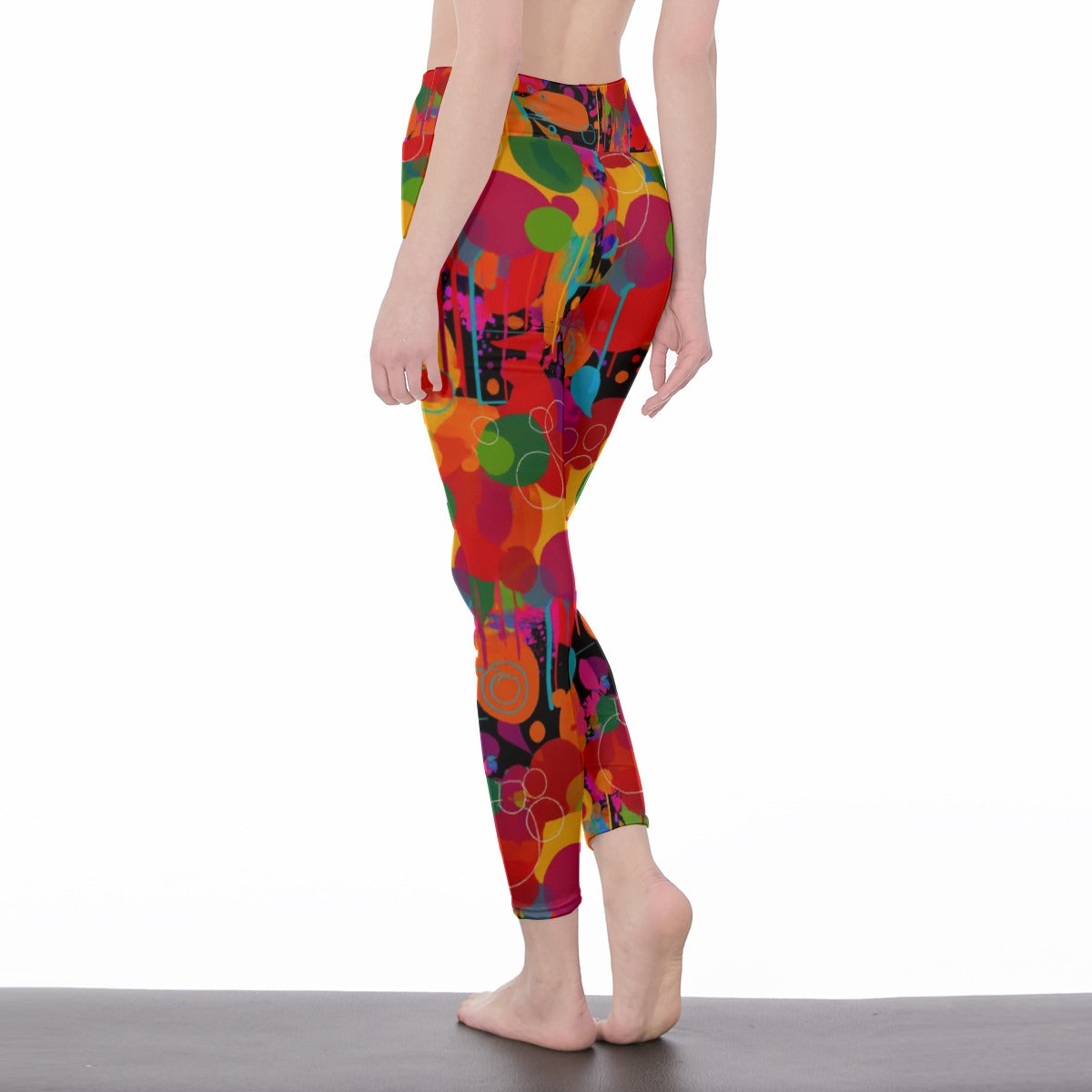 Abstract Watercolor Splashes Harmony Energy Flow Yoga High Waist Leggings | 5To9Style