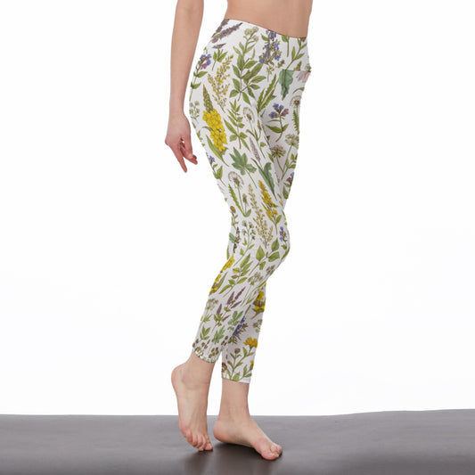 Herbal Illustration Serenity Balance Inner Glow Yoga High Waist Leggings | 5To9Style