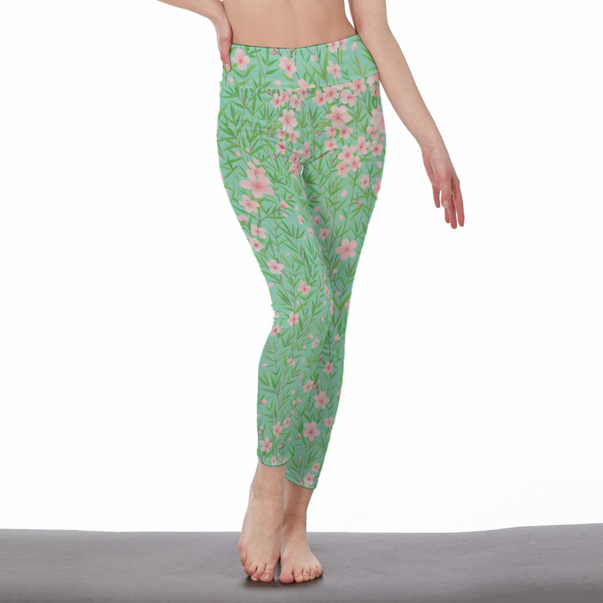 Bamboo Forest & Cherry Blossoms Harmony Spirit Flow Yoga High Waist Leggings | 5To9Style