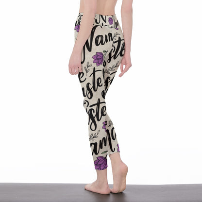 Namaste Typography Harmony Spirit Flow Yoga High Waist Leggings | 5To9Style