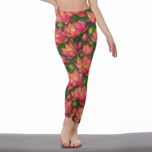 Lotus Leaf Water Drop Serenity Balance Inner Glow Yoga High Waist Leggings | 5To9Style