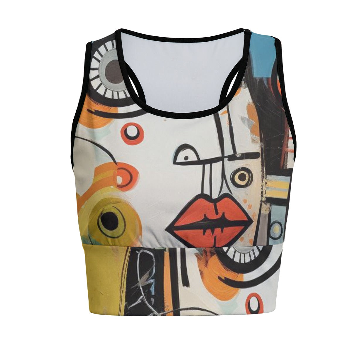 Art Contemporary Abstract Face Art Style Yoga Women's Sports Bra
