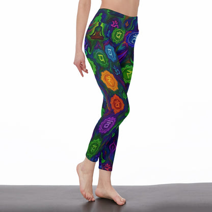 Rainbow Chakra Gradient Harmony Energy Flow Yoga High Waist Leggings | 5To9Style