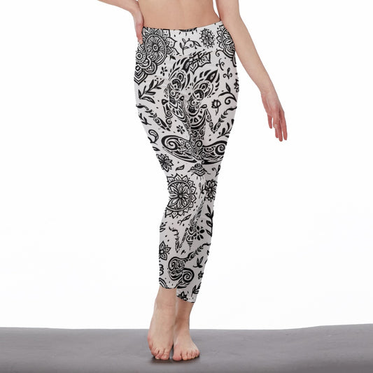 Tribal Line Art Harmony Energy Flow Yoga High Waist Leggings | 5To9Style