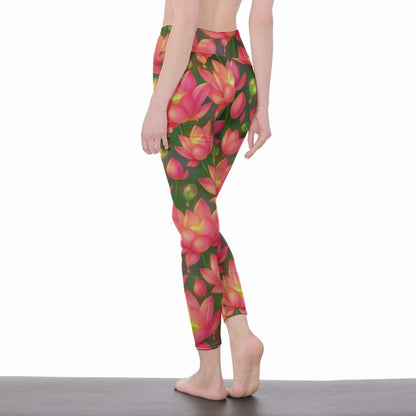 Lotus Leaf Water Drop Serenity Balance Inner Glow Yoga High Waist Leggings | 5To9Style