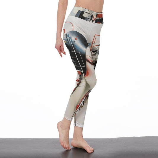 Yoga Pants Art Expressionist Woman Face Design Yoga High Waist Leggings | 5To9Style