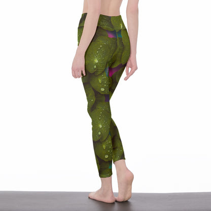 Lotus Leaf Water Drop Calm Strength Spirit Light Yoga High Waist Leggings | 5To9Style