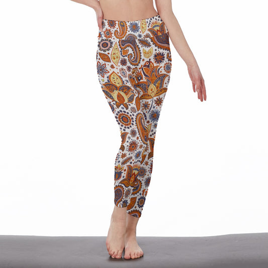 Paisley Pattern Harmony Energy Flow Yoga High Waist Leggings | 5To9Style
