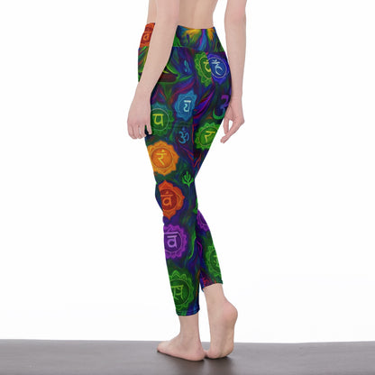 Rainbow Chakra Gradient Harmony Energy Flow Yoga High Waist Leggings | 5To9Style