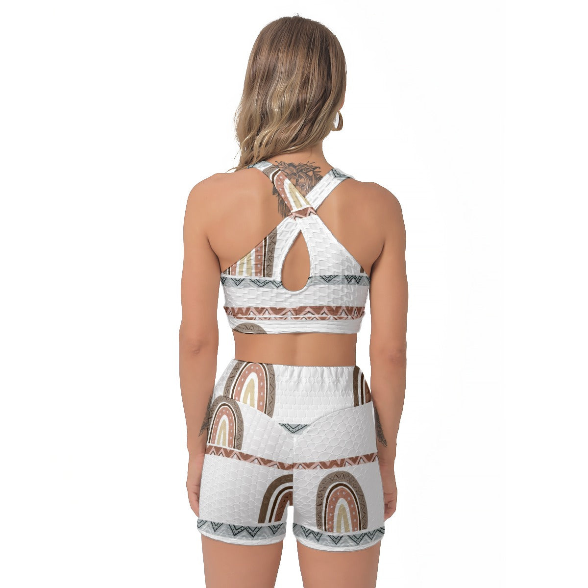 Yoga Set Art Rainbow Pattern All-Over Print Women's Sports Bra Suit | 5to9style