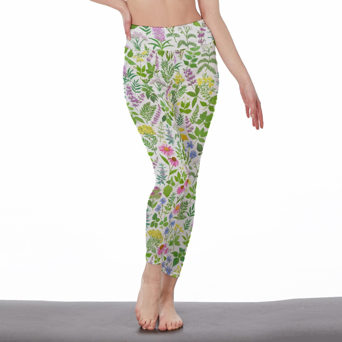 Herbal Illustration Calm Strength Spirit Light Yoga High Waist Leggings | 5To9Style