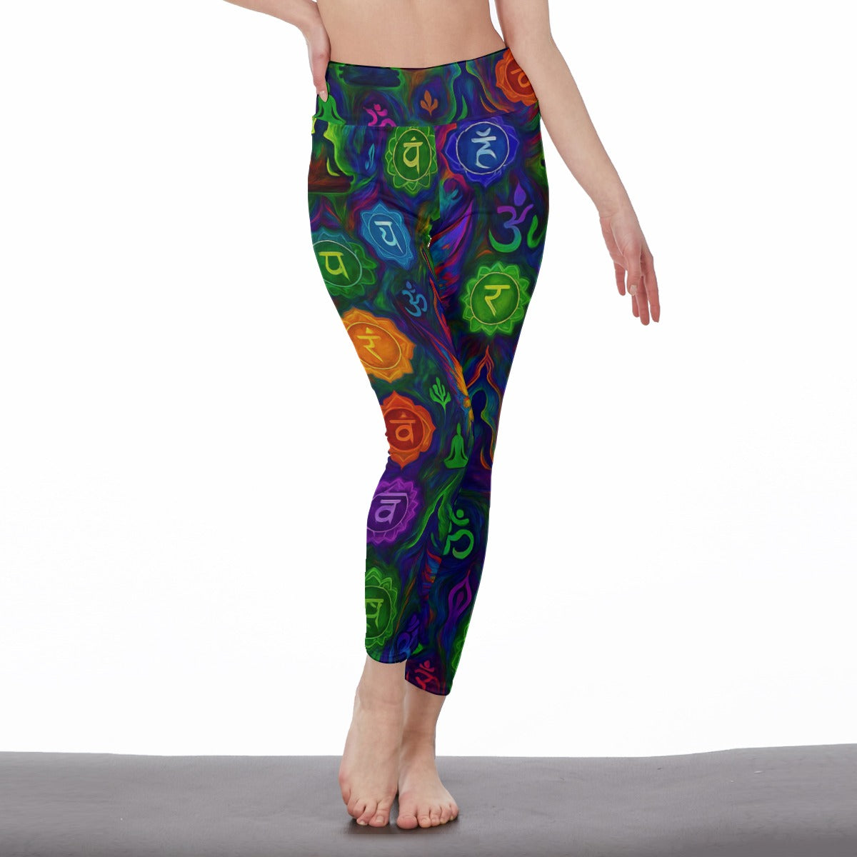 Rainbow Chakra Gradient Harmony Energy Flow Yoga High Waist Leggings | 5To9Style