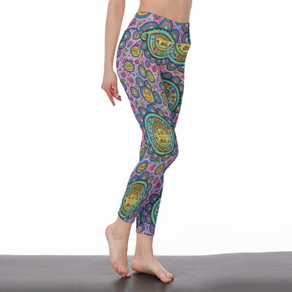 Watercolor Mandala Serenity Strength Aura Yoga High Waist Leggings | 5To9Style
