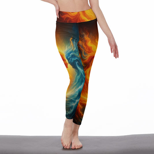 Fire & Water Duality Serenity Strength Aura Yoga High Waist Leggings | 5To9Style