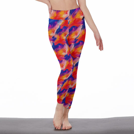Abstract Watercolor Splashes Serenity Strength Aura Yoga High Waist Leggings | 5To9Style