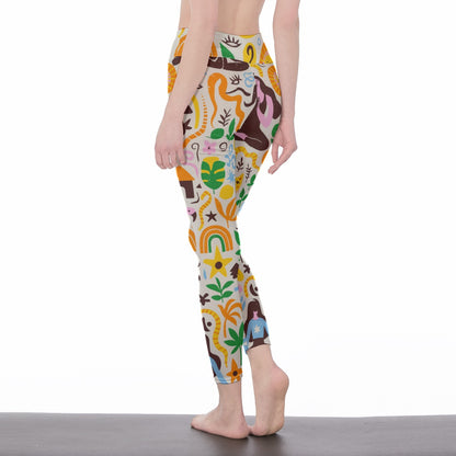 8 Organic Doodle Shapes Calm Strength Inner Glow Yoga High Waist Leggings | 5To9Style