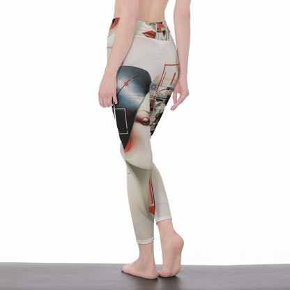 Yoga Pants Art Expressionist Woman Face Design Yoga High Waist Leggings | 5To9Style
