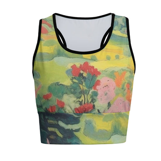 Flower Watercolor Wildflower Sunshine Meadow Yoga Women's Sports Bra