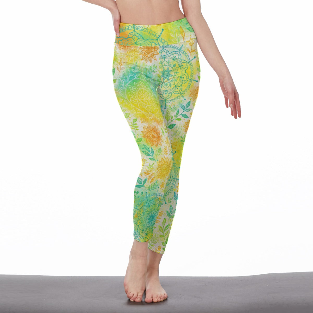 Watercolor Mandala Harmony Energy Flow Yoga High Waist Leggings | 5To9Style