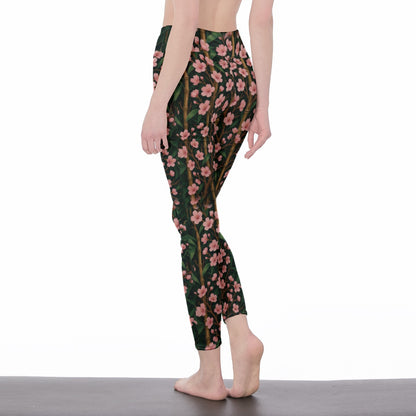 Bamboo Forest & Cherry Blossoms Serenity Strength Aura Yoga High Waist Leggings | 5To9Style