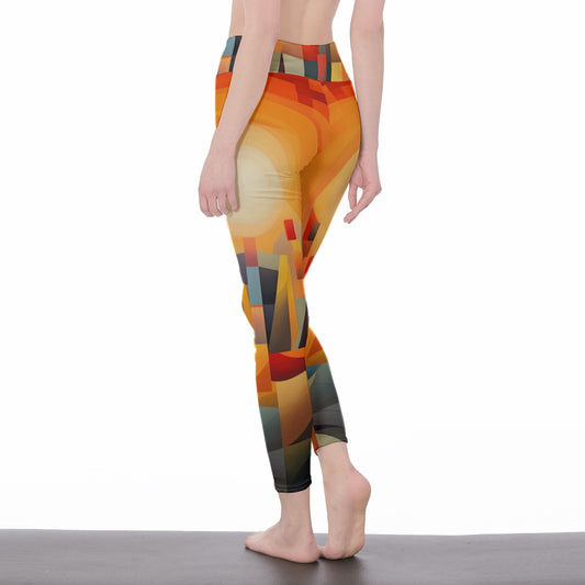 Yoga Pants Art Geometric Abstract Color Harmony Style Yoga High Waist Leggings | 5To9Style