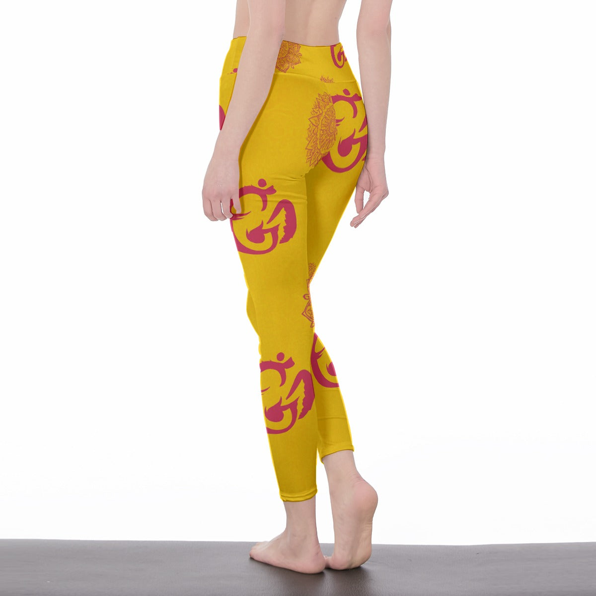 Mantra Sanskrit Repeating Pattern Sacred Harmony Flow Yoga High Waist Leggings | 5To9Style