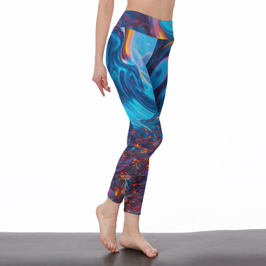 Iridescent Abstract Serenity Strength Aura Yoga High Waist Leggings | 5To9Style