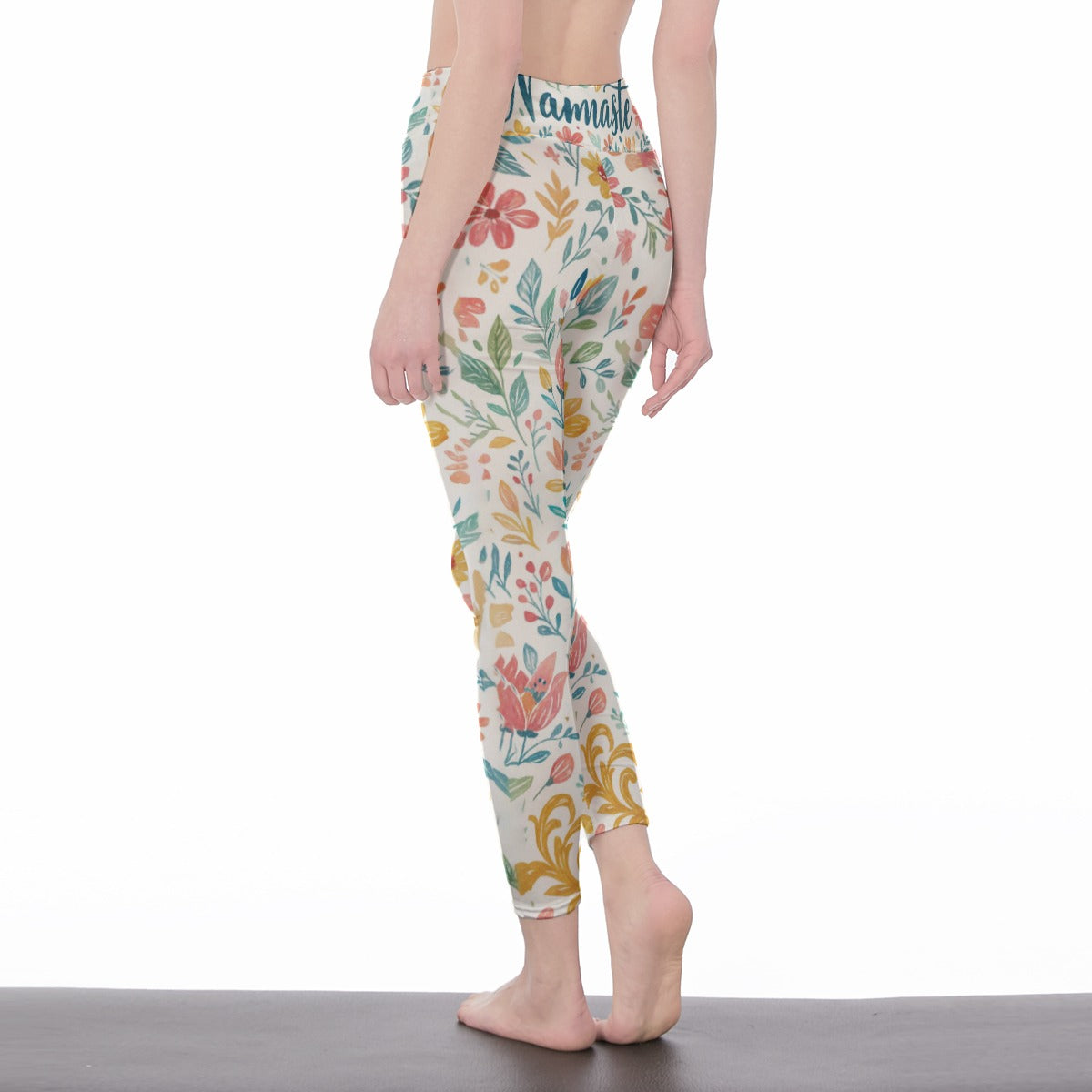 Namaste Typography Sacred Light Aura Yoga High Waist Leggings | 5To9Style