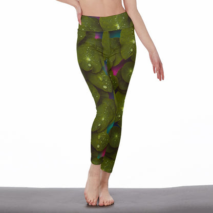 Lotus Leaf Water Drop Calm Strength Spirit Light Yoga High Waist Leggings | 5To9Style